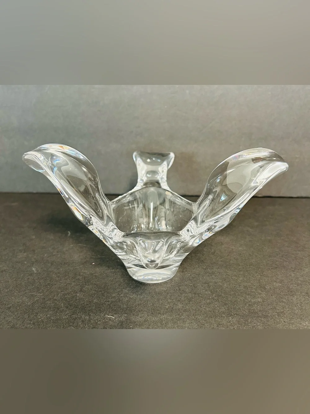 Princess House Vintage MCM Art Glass Clear Lead Crystal Flying Dove Home Decor